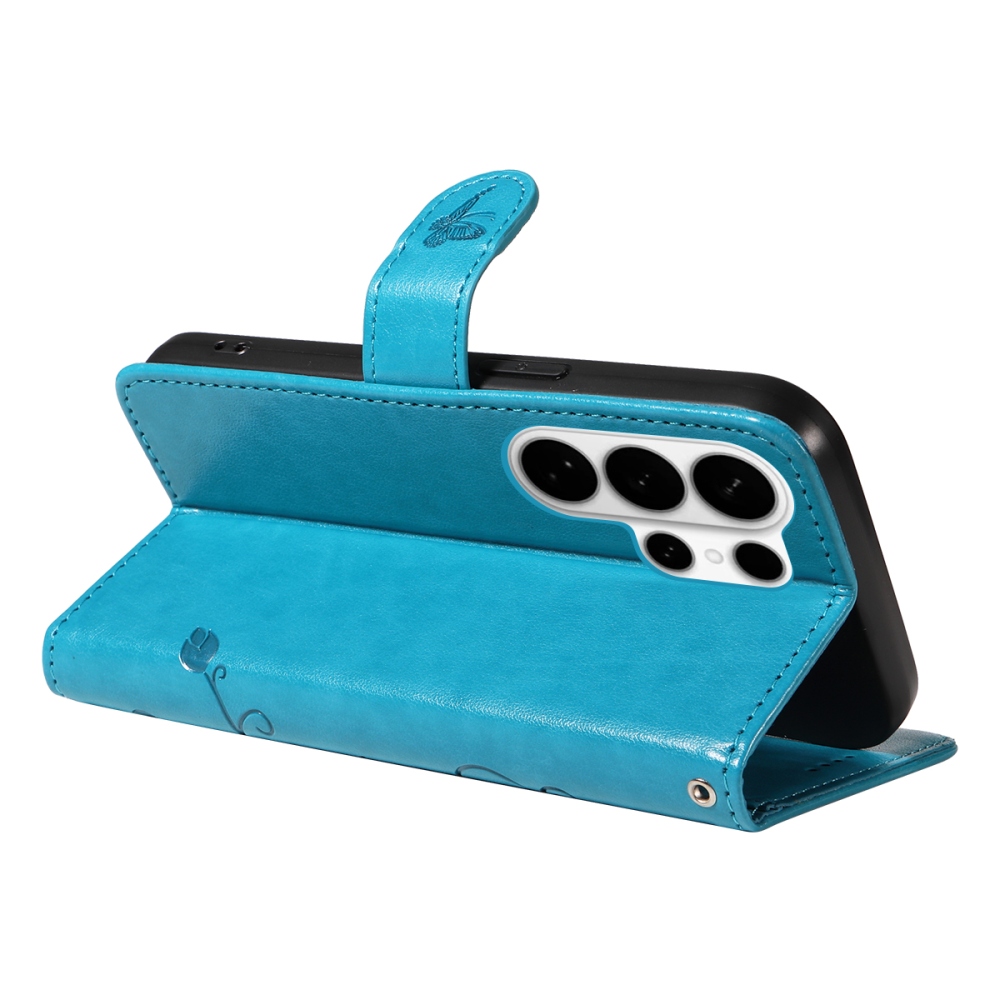 Flowery knižkové púzdro na Samsung Galaxy S26 Ultra - modré