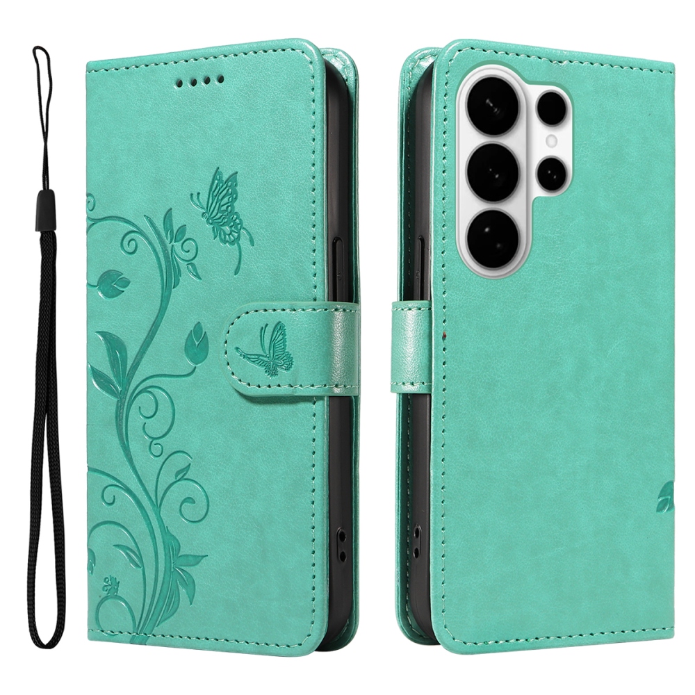 Flowery knižkové puzdro na Samsung Galaxy S26 Ultra - modrozelené