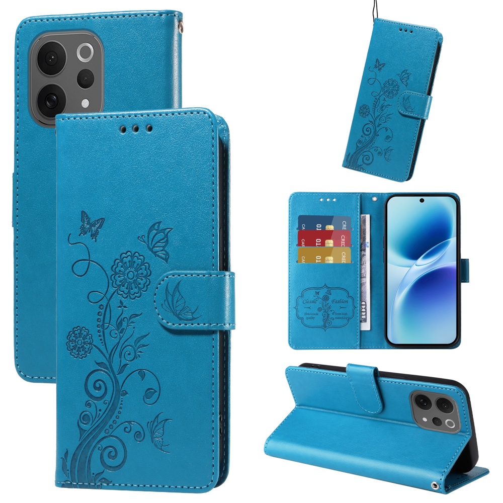 Flowery knižkové puzdro na Vivo V70 5G - modré