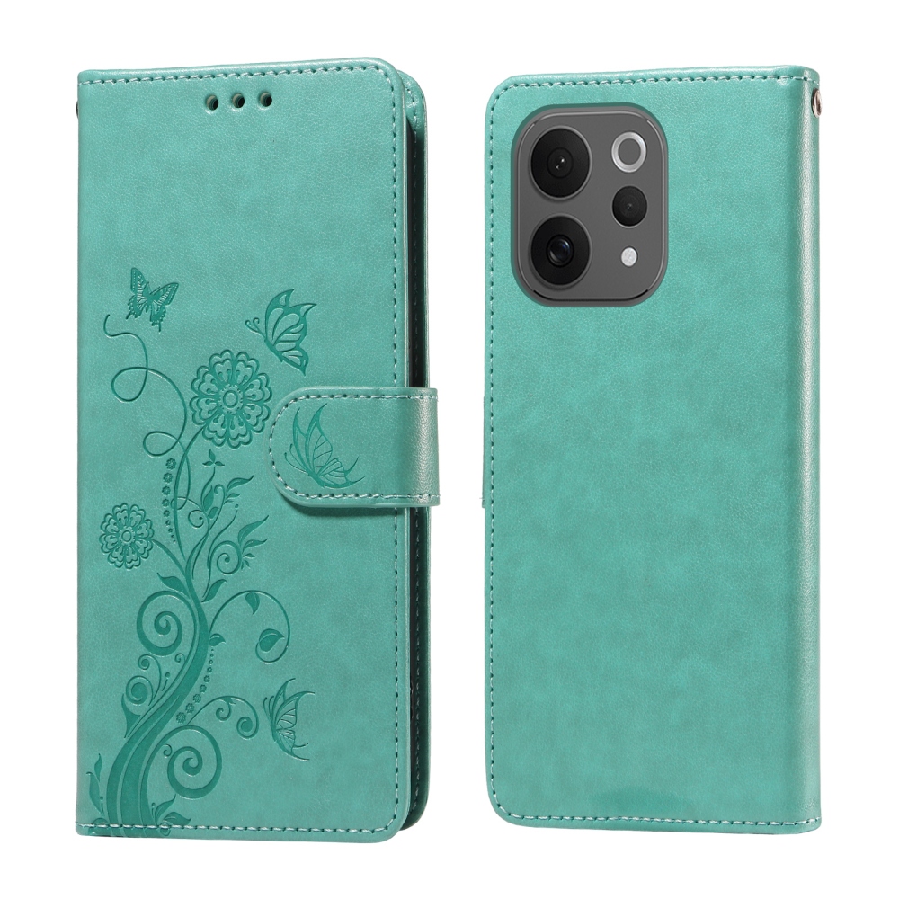 Flowery knižkové puzdro na Vivo V70 5G - modrozelené