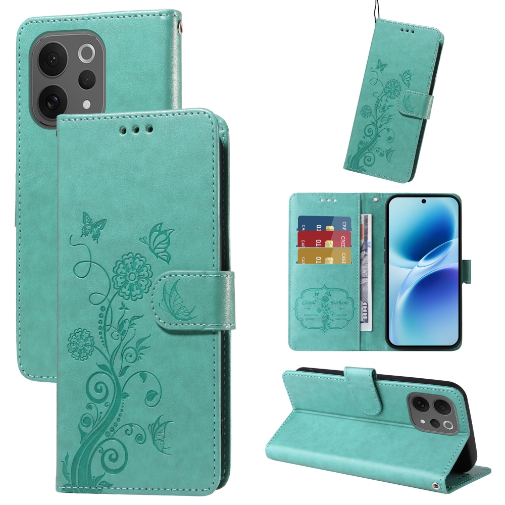 Flowery knižkové puzdro na Vivo V70 5G - modrozelené