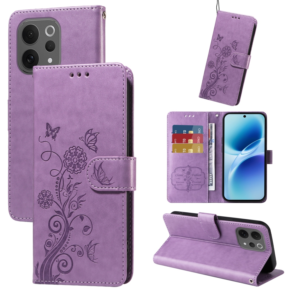 Flowery knižkové puzdro na Vivo V70 5G - svetlofialové