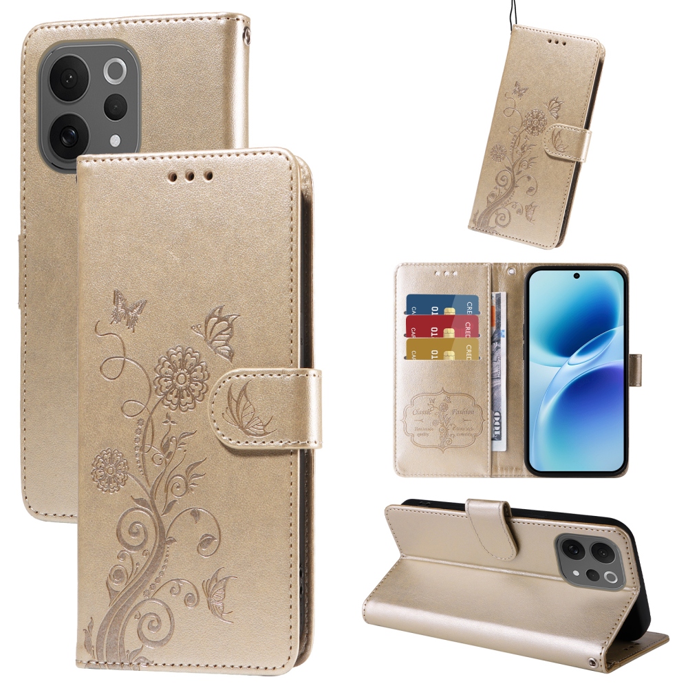 Flowery knižkové puzdro na Vivo V70 5G - zlaté