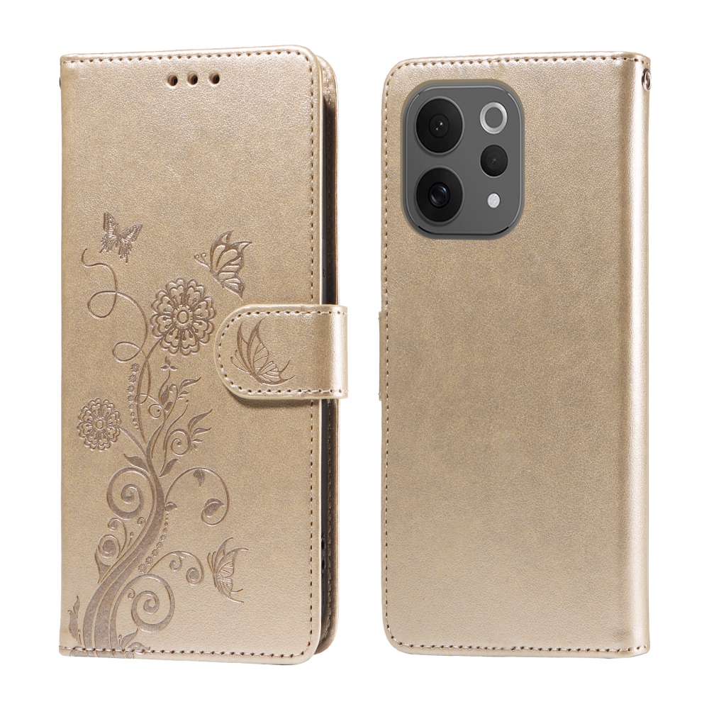 Flowery knižkové puzdro na Vivo V70 5G - zlaté