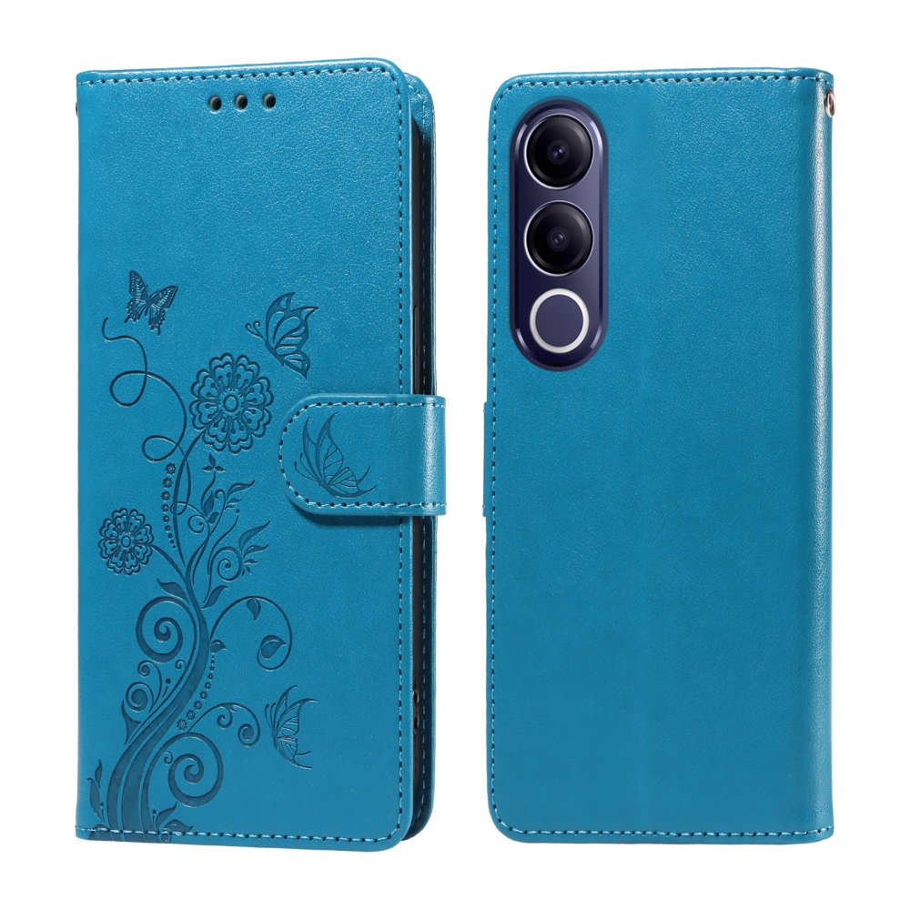 Flowery knižkové puzdro na Vivo V70 FE 5G - modré