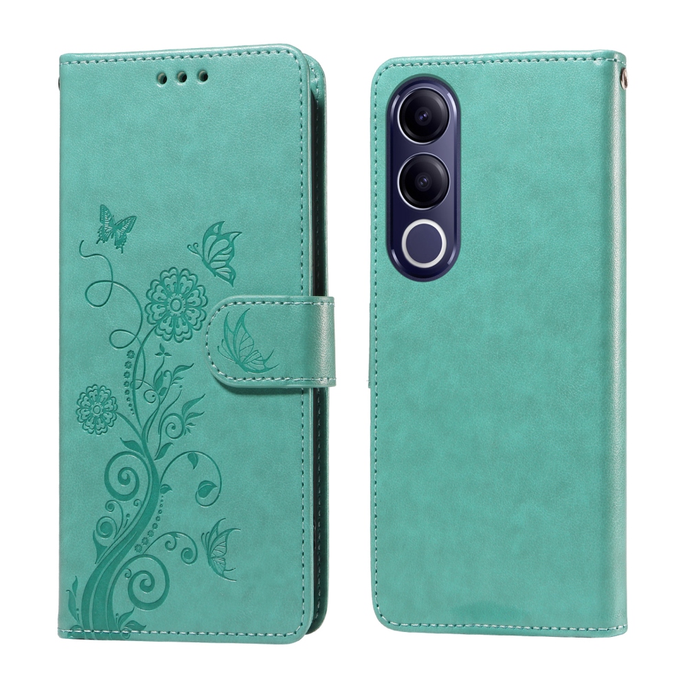 Flowery knižkové puzdro na Vivo V70 FE 5G - modrozelené