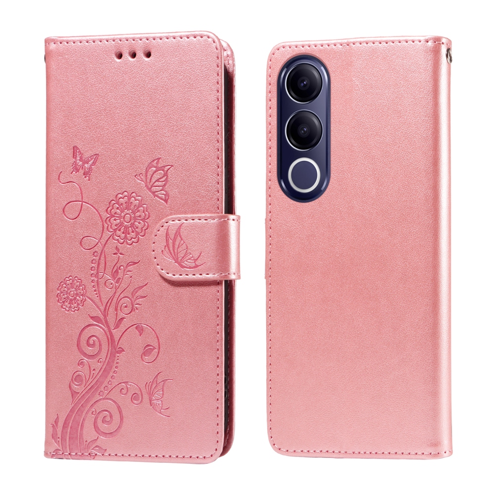 Flowery knižkové puzdro na Vivo V70 FE 5G - ružové