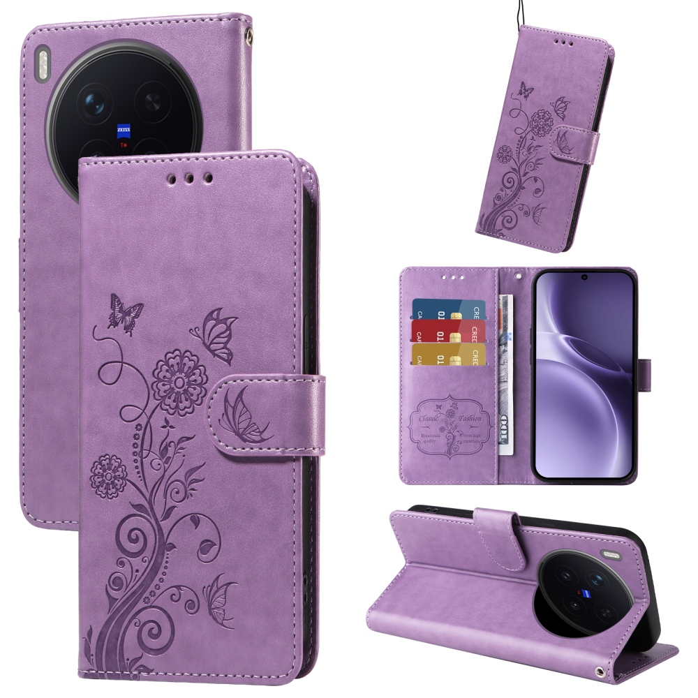 Flowery knižkové puzdro na Vivo X300 Pro 5G - fialové