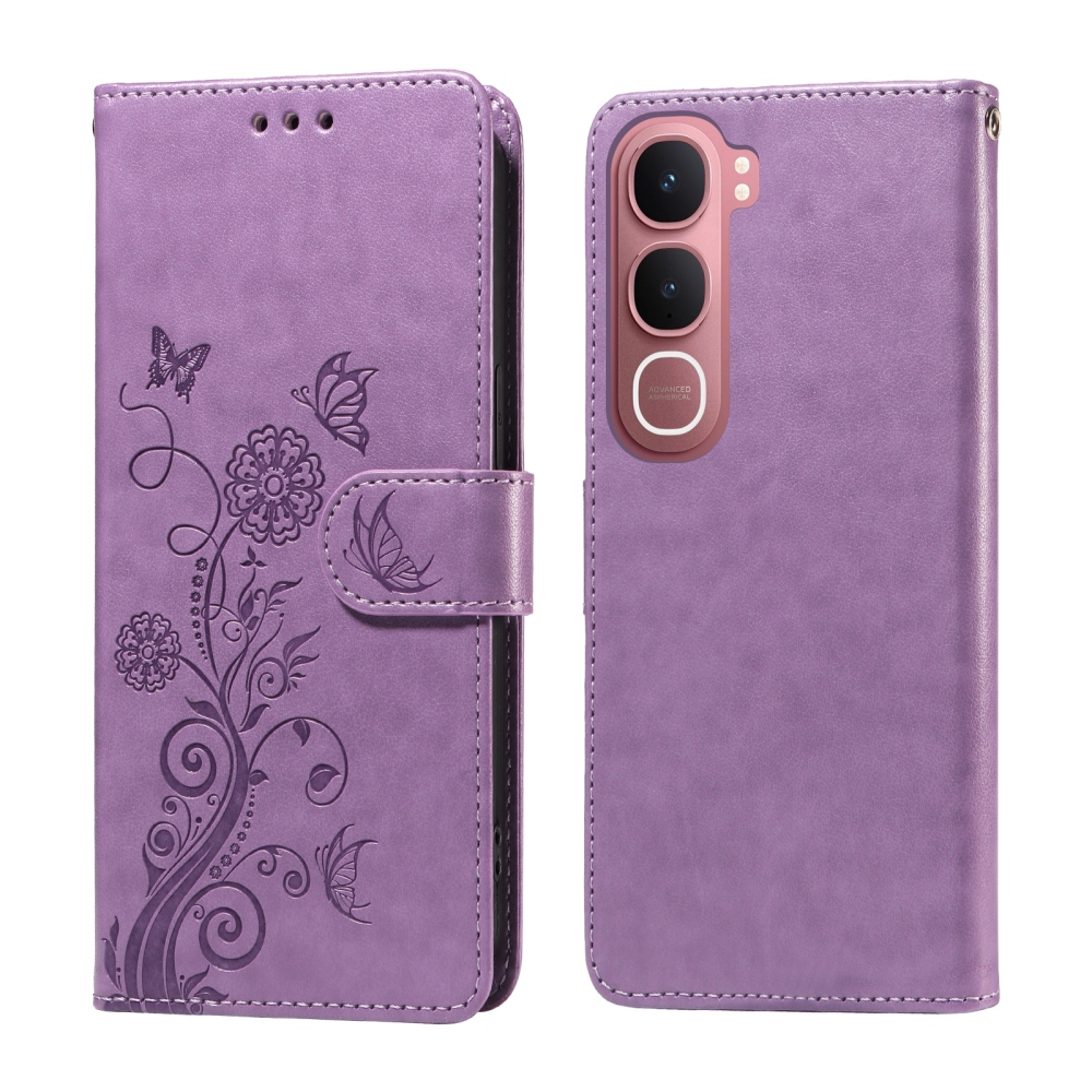Flowery knižkové puzdro na Vivo Y21d/Vivo Y31 5G - fialové