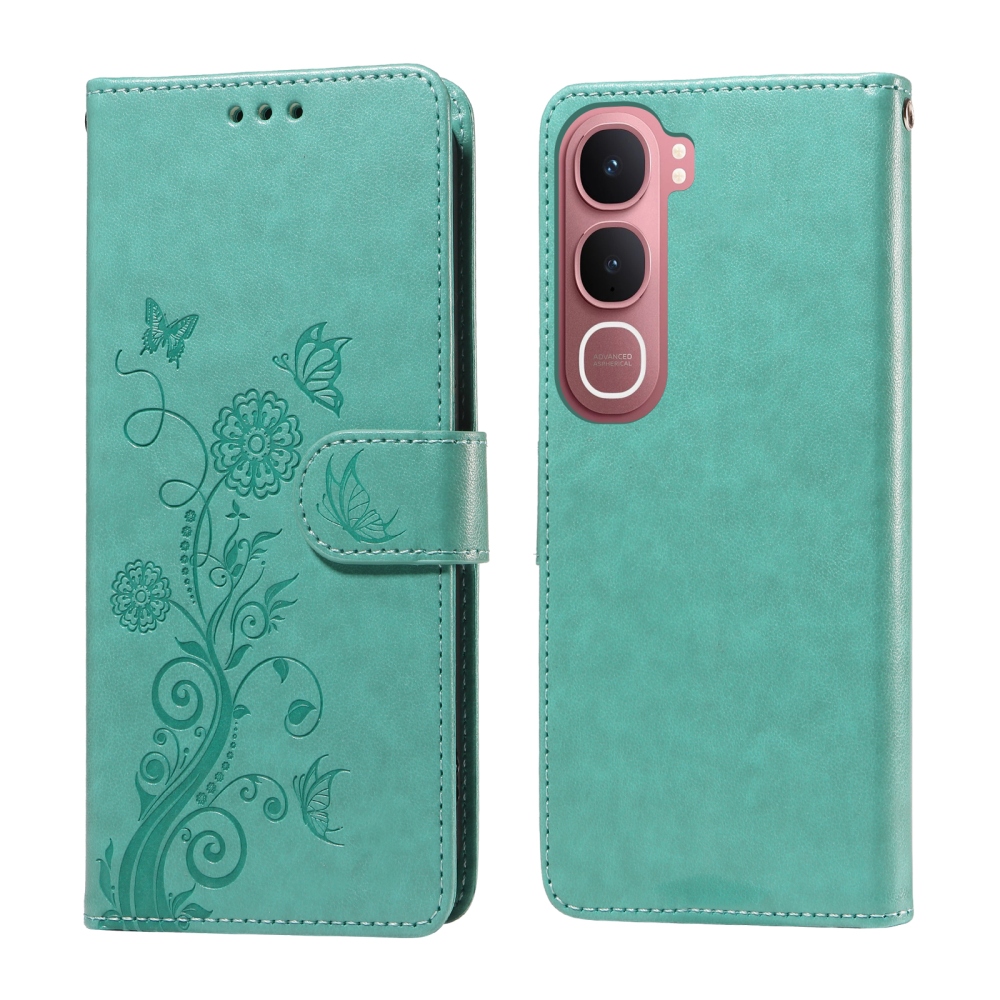 Flowery knižkové púzdro na Vivo Y21d/Vivo Y31 5G - zelené