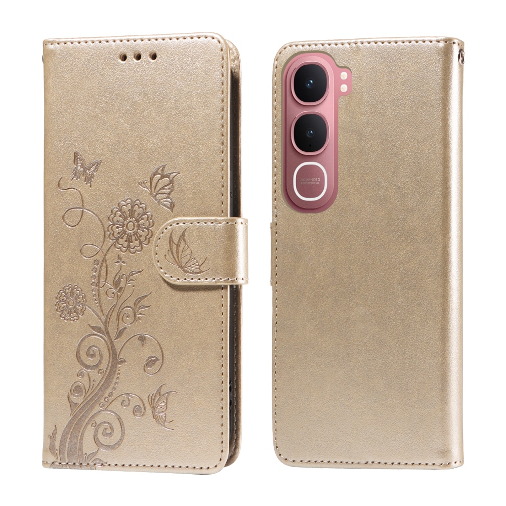 Flowery knižkové puzdro na Vivo Y21d/Vivo Y31 5G - zlaté