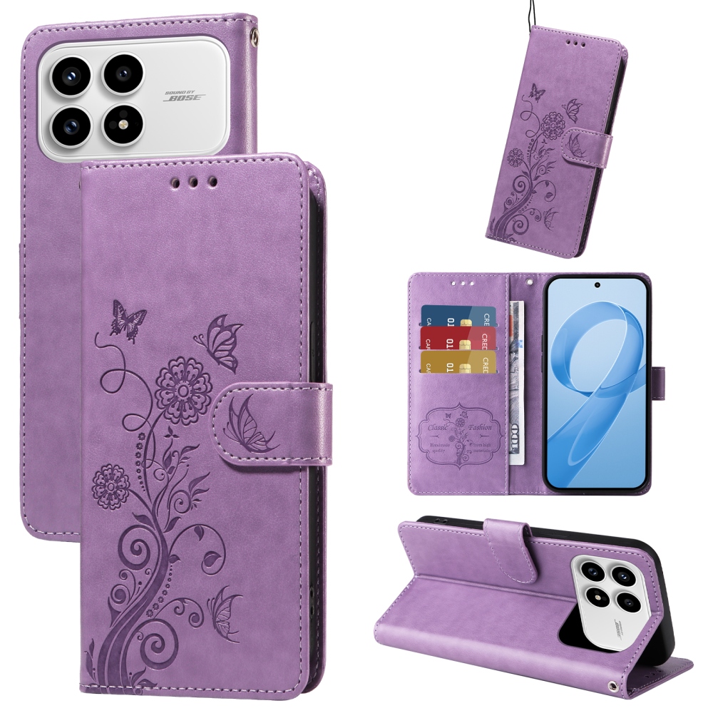 Flowery knižkové púzdro na Xiaomi Poco F8 Pro 5G - fialové