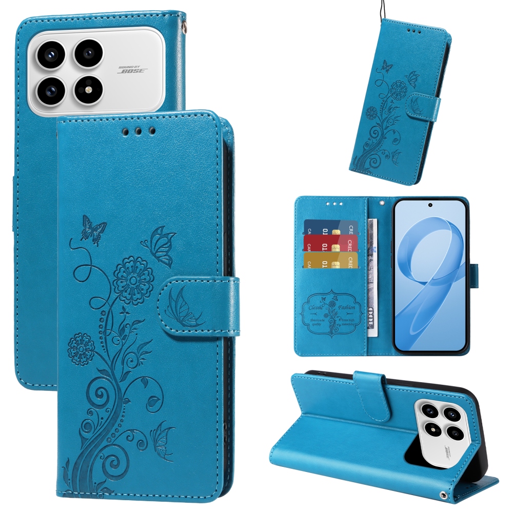 Flowery knižkové púzdro na Xiaomi Poco F8 Pro 5G - modré