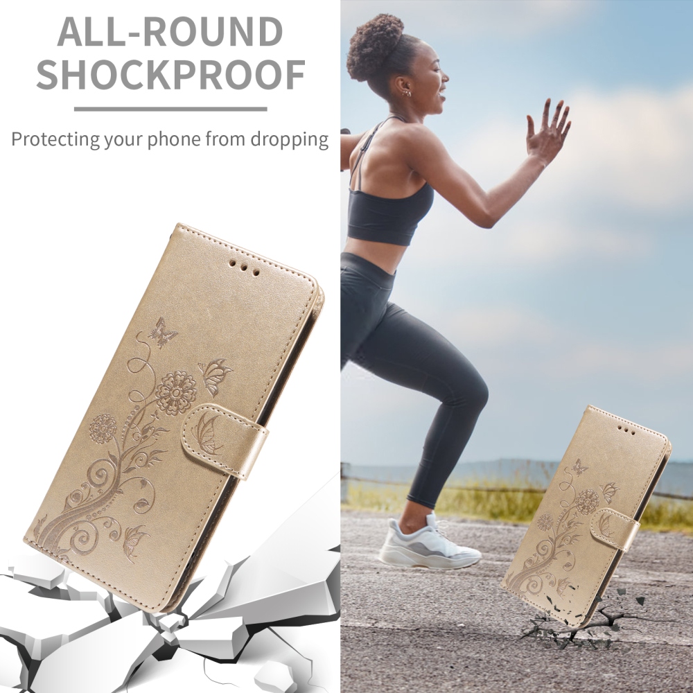 Flowery knižkové púzdro na Xiaomi Poco F8 Pro 5G - zlaté