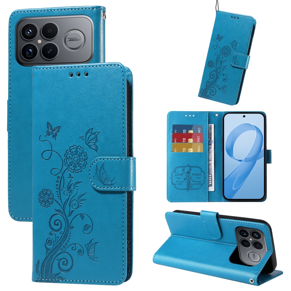 Flowery knižkové púzdro na Xiaomi Poco F8 Ultra 5G - modré