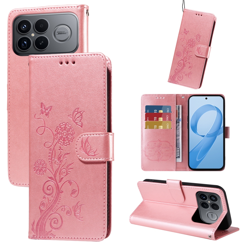 Flowery knižkové púzdro na Xiaomi Poco F8 Ultra 5G - ružové