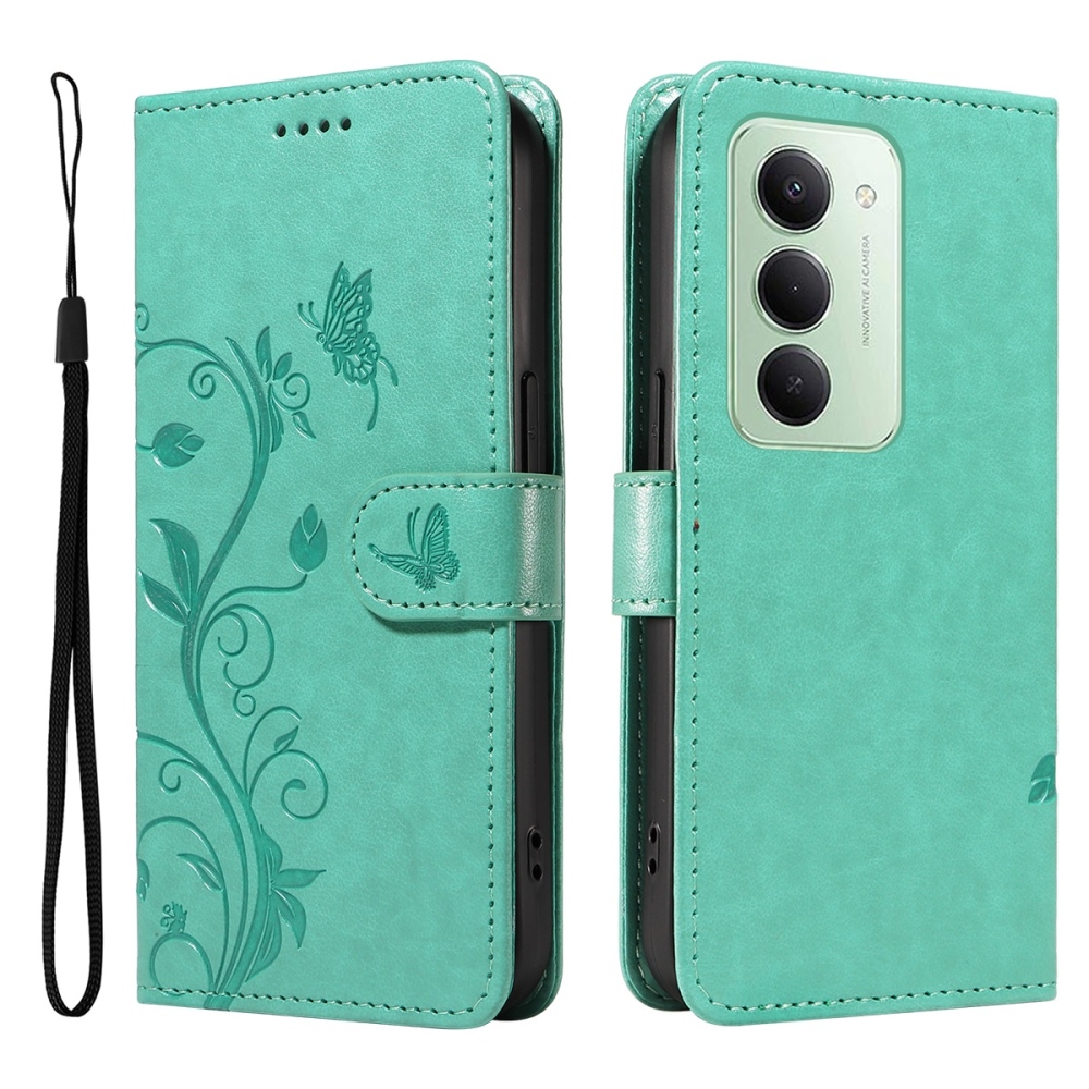 Flowery knižkové puzdro na Xiaomi Redmi 15 4G (171mm) - modrozelené