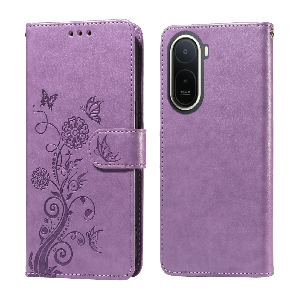 Flowery knižkové púzdro na Xiaomi Redmi A7 Pro - fialové