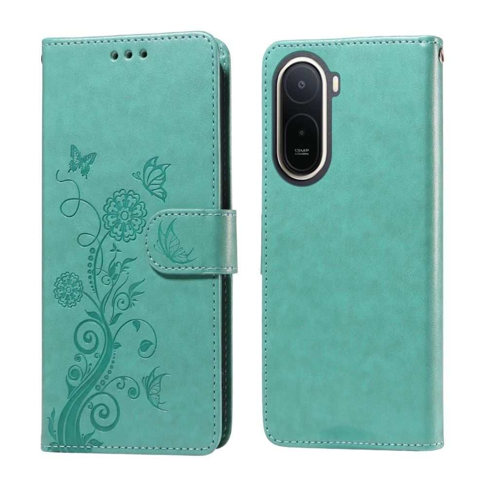 Flowery knižkové púzdro na Xiaomi Redmi A7 Pro - modrozelené
