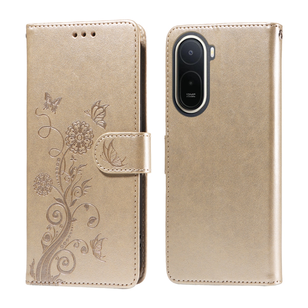 Flowery knižkové púzdro na Xiaomi Redmi A7 Pro - zlaté