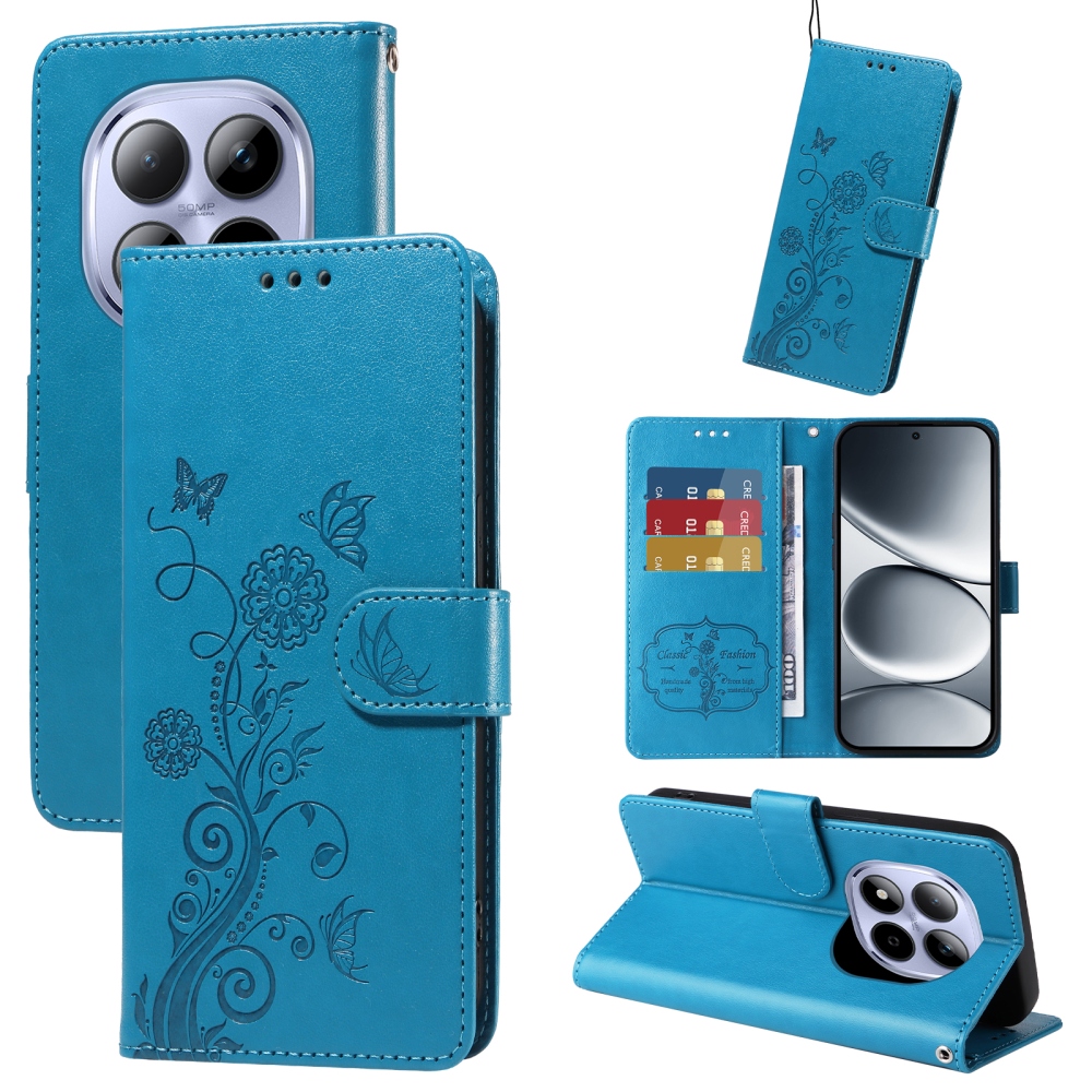 Flowery knižkové puzdro na Xiaomi Redmi Note 15 Pro 4G - modrozelené