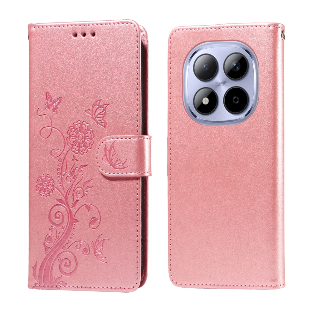Flowery knižkové puzdro na Xiaomi Redmi Note 15 Pro 4G - ružové
