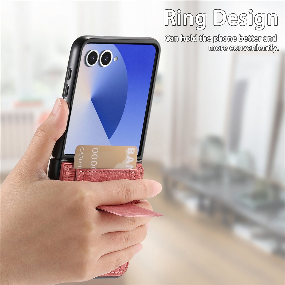 Luxurious plastový kryt s umelou kožou na Samsung Galaxy Z Flip7 5G - ružový
