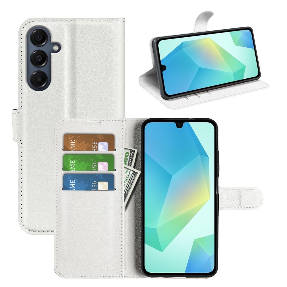 Litchi knižkové púzdro na Samsung Galaxy A17 5G - biele