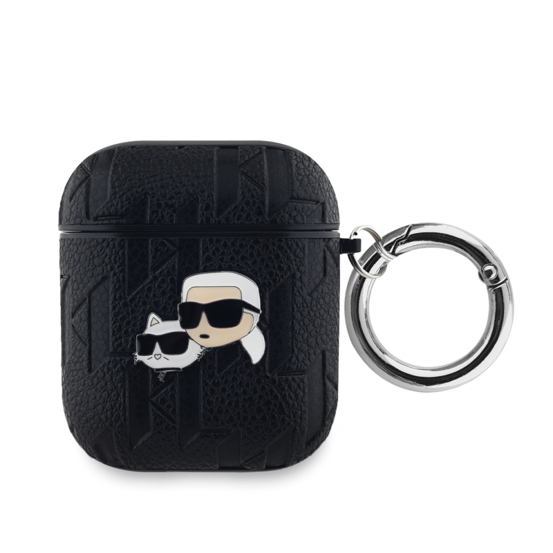 Karl Lagerfeld PU Embossed Karl and Choupette Heads Puzdro pre AirPods 1/2 Black