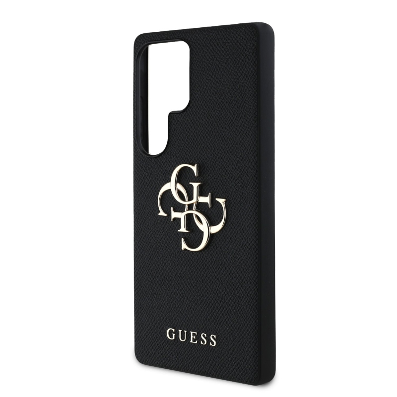Guess PU Grained 4G Metal Logo Zadný Kryt pre Samsung Galaxy S25 Ultra Black