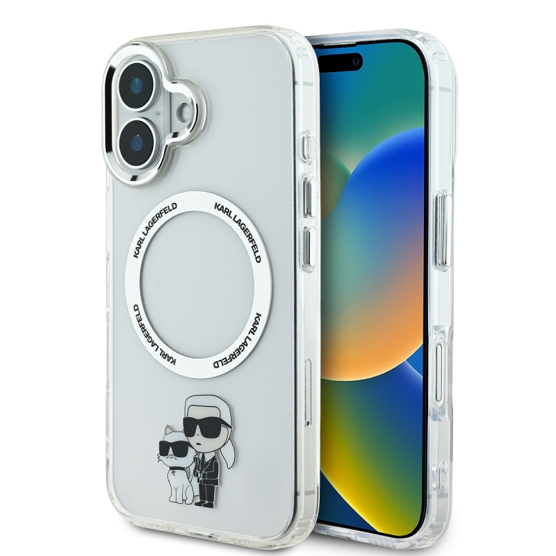 Karl Lagerfeld IML Karl a Choupette MagSafe Zadný Kryt pre iPhone 16 Transparent