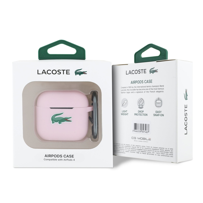 Lacoste Liquid Silicone Croc Logo Case pre AirPods 4 Pink