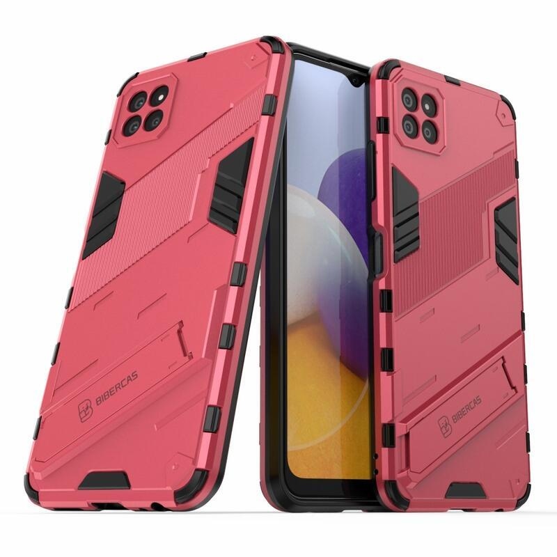 Fold odolný hybridných kryt s výklopným stojanom na mobil Samsung Galaxy A22 5G - rose