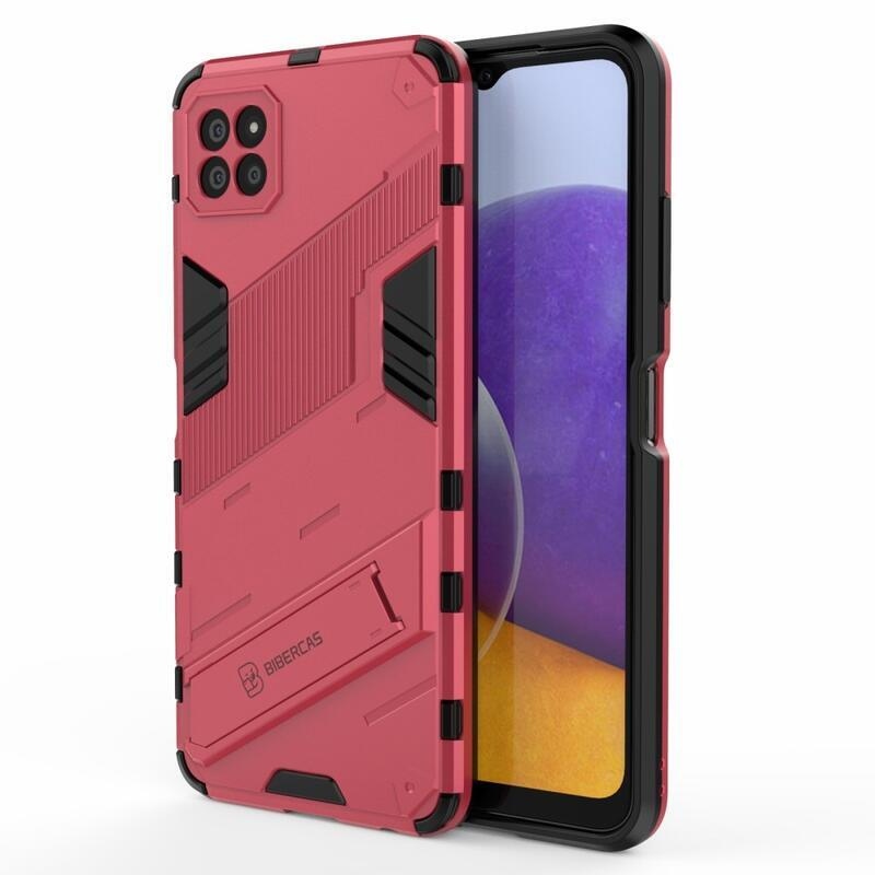 Fold odolný hybridných kryt s výklopným stojanom na mobil Samsung Galaxy A22 5G - rose