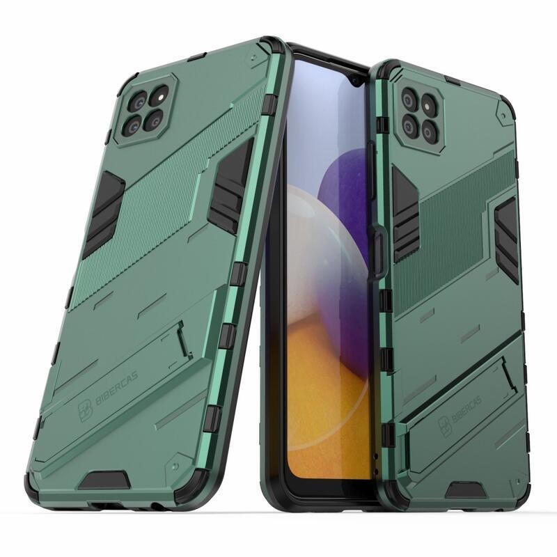 Fold odolný hybridných kryt s výklopným stojanom na mobil Samsung Galaxy A22 5G - zelený