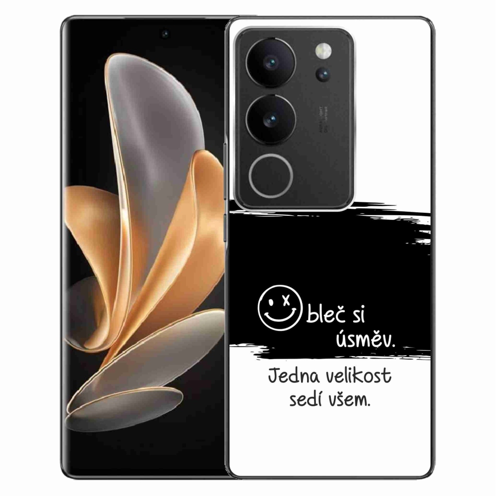 Gélový kryt mmCase na Vivo V29 5G - vtipný text 8 čiernobiele pozadie