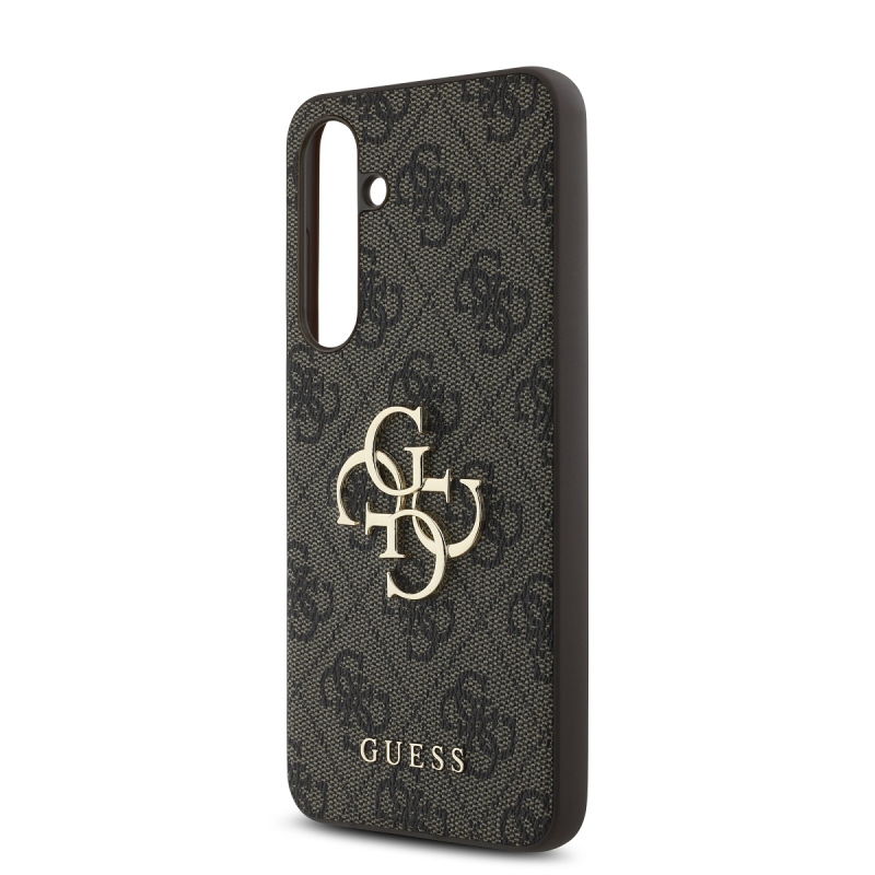 Guess PU 4G Metal Logo Zadní Kryt pre Samsung Galaxy S24 FE Brown