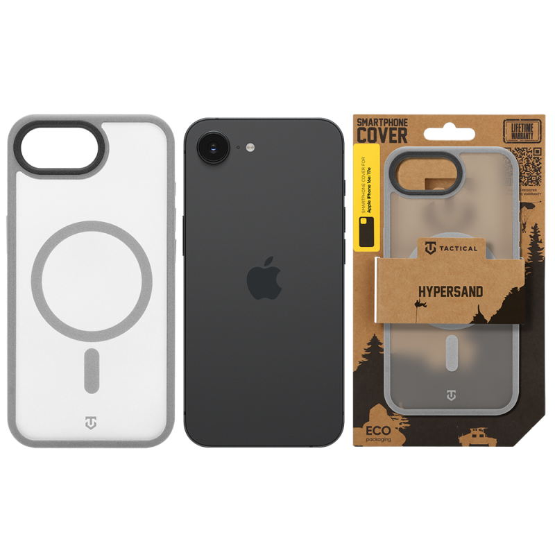 Tactical MagForce Hypersand puzdro pre Apple iPhone 16e/17e, svetlošedé
