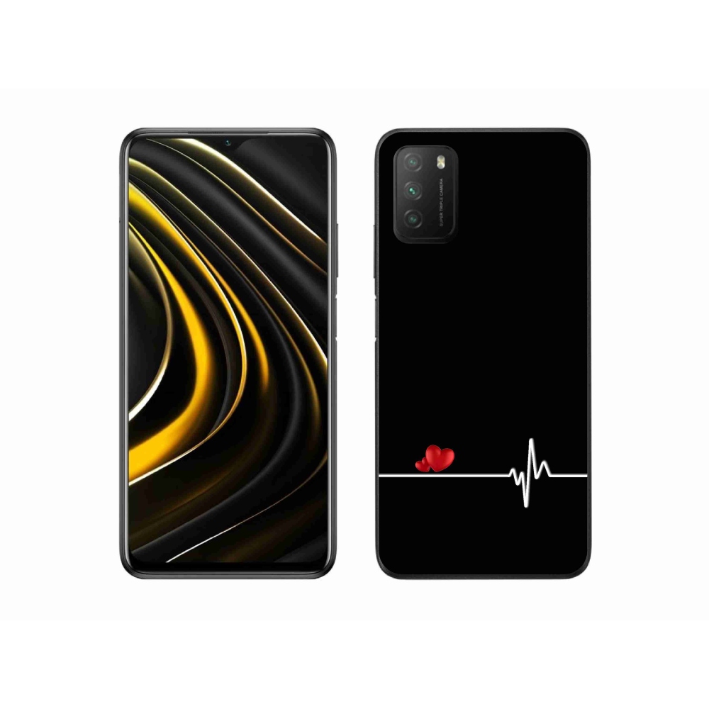 Gélový kryt mmCase na Xiaomi Poco M3 - srdce a tep čierne pozadie