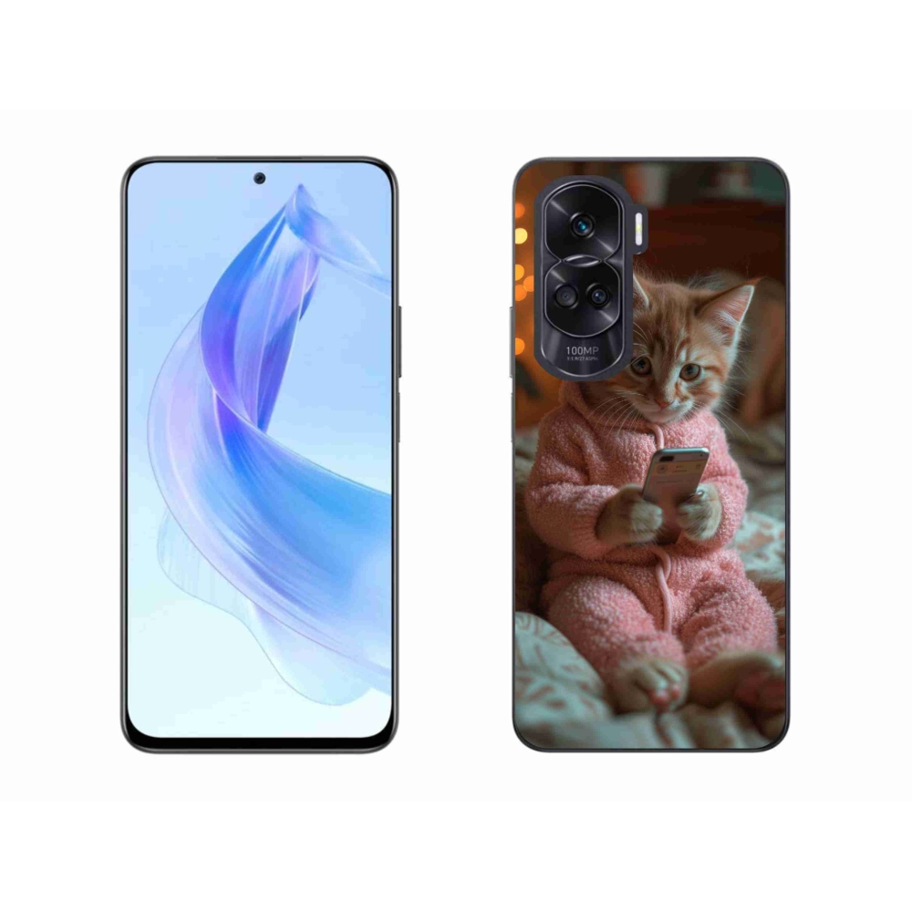 Gélový kryt mmCase na Honor 90 Lite - mačiatko s mobilom