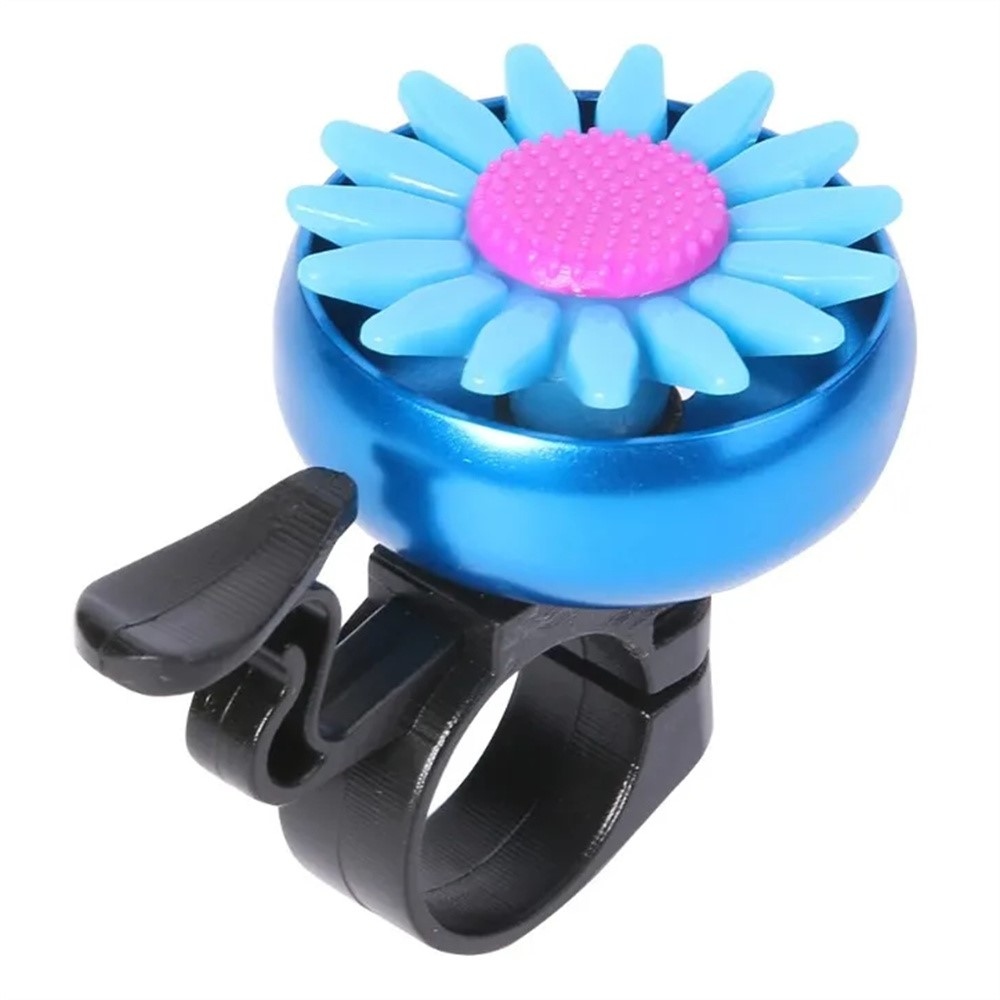 Detský zvonček na bicykel s motívom kvety - modrý