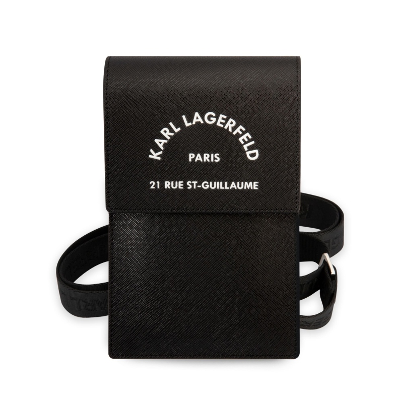 Karl Lagerfeld Saffiano Rue Saint Guillaume Wallet Phone Bag Black