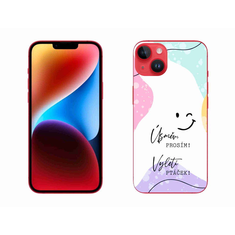 Gélový kryt mmCase na iPhone 14 Plus - vtipný text 4 biele pozadie