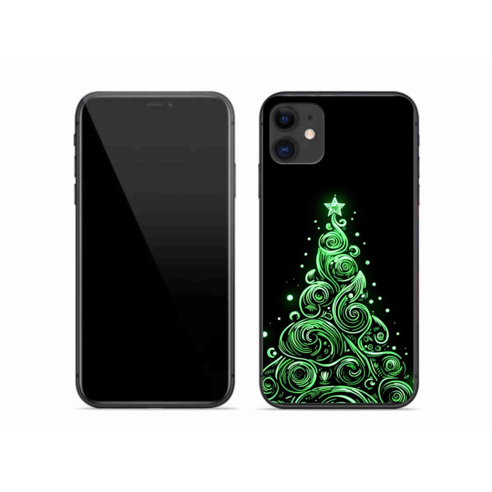 Gélový kryt mmCase na iPhone 11 - neónový vianočný stromček 3