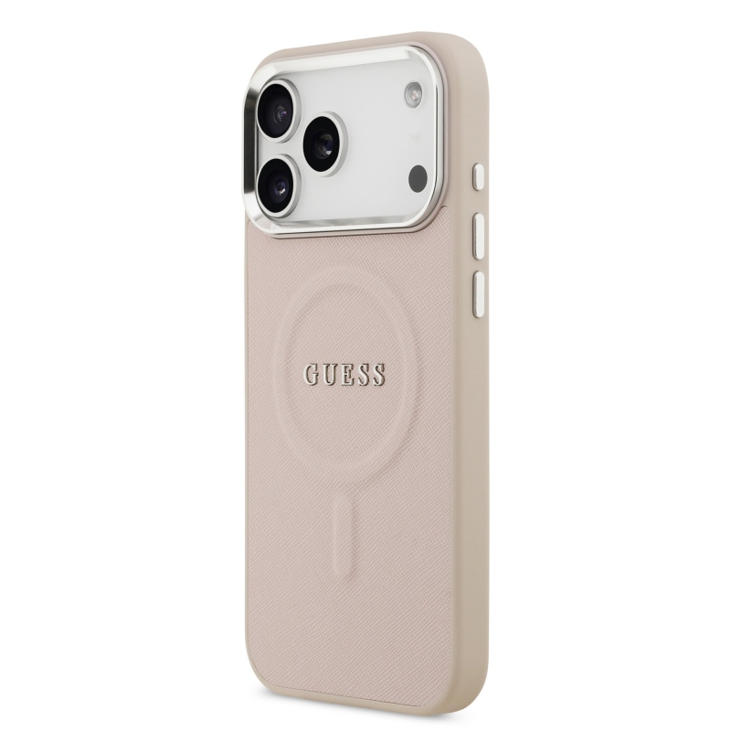 Guess PU Saffiano MagSafe zadný kryt pre iPhone 17 Pro Pink