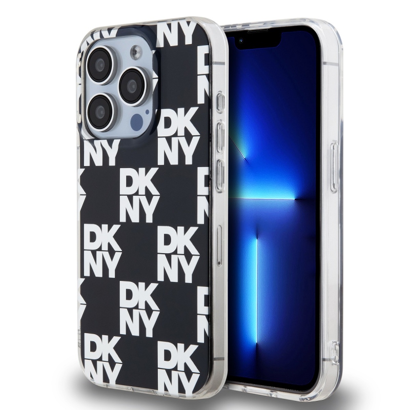 DKNY PC/TPU Checkered Pattern Zadný Kryt pre iPhone 15 Pro Black