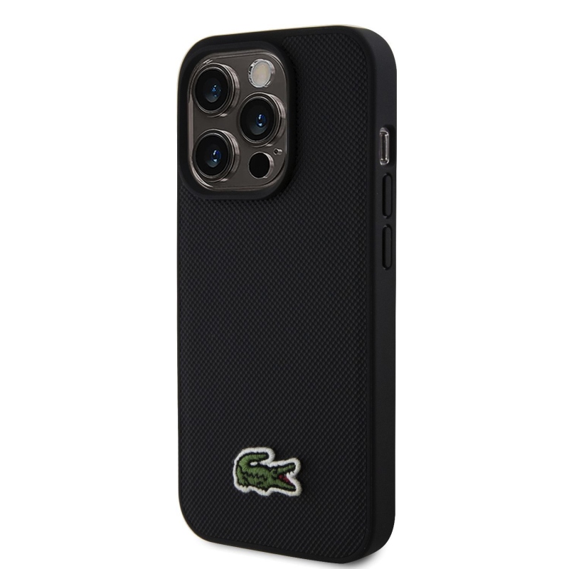 Lacoste Iconic Petit Pique Woven Logo Magsafe Zadný Kryt pre iPhone 15 Pro Max Black