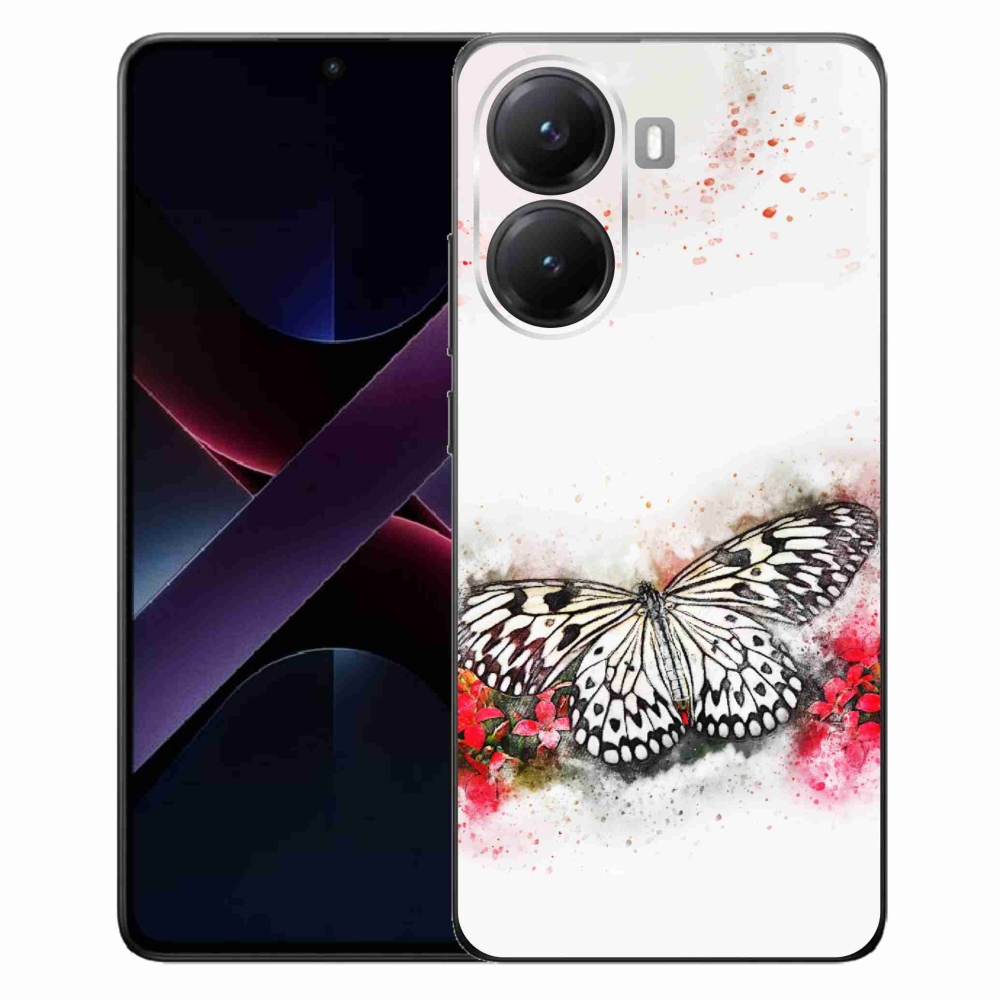 Gélový kryt mmCase na Xiaomi Poco X7 Pro 5G - čiernobiely motýľ