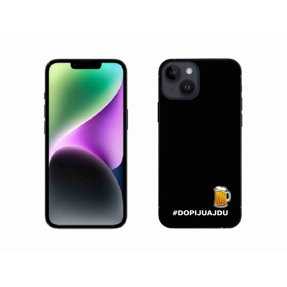 Gélový kryt mmCase na iPhone 14 - pivný motív 1 čierne pozadie