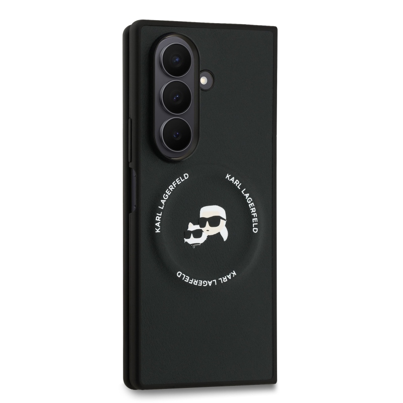 Karl Lagerfeld PU Karl and Choupette Heads Magnetický zadný kryt pre Samsung Galaxy Z Fold 7 Black